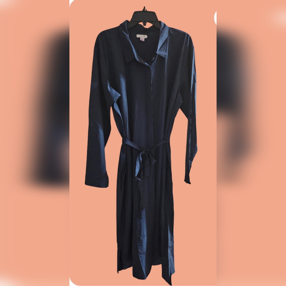 Serra Women's Navy Blue Shirt Dress with Tie Waist Size XL